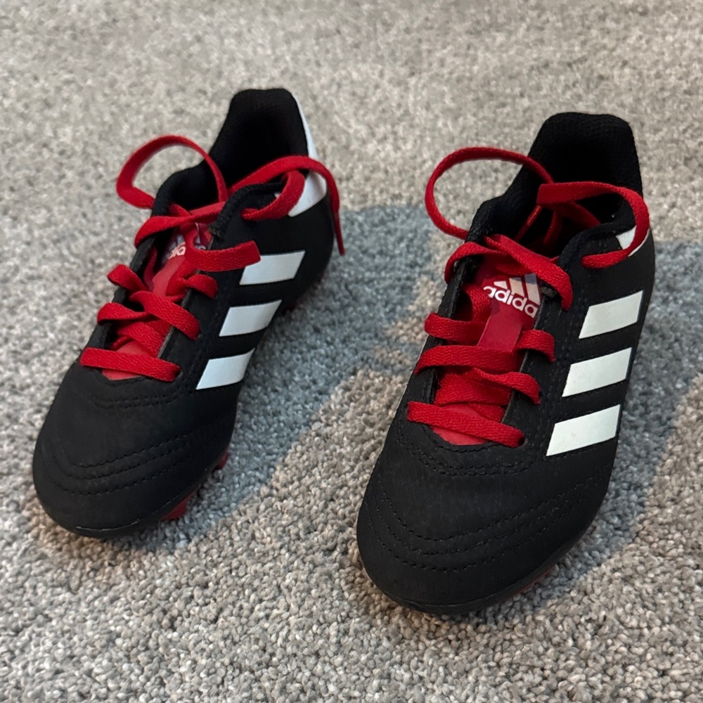 Adidas Kids Black with Red Laces Soccer Cleats